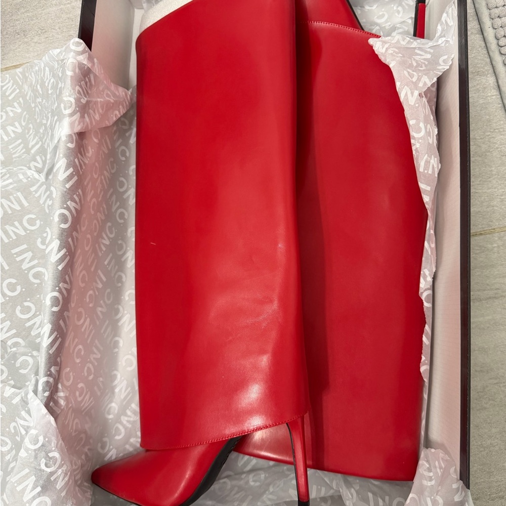 INC International Concepts Bold Red Heeled Boots